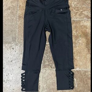 Danskin Now Black Leggings with Crisscross Detail